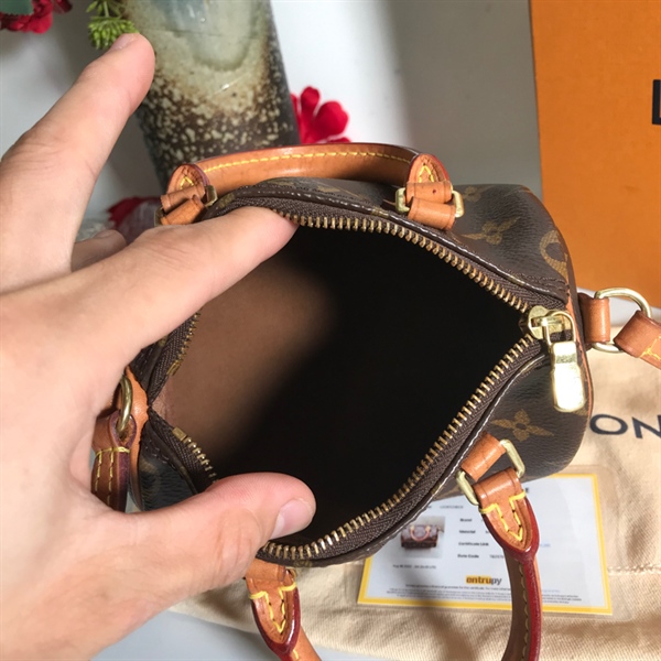 Túi LV speepy hoa nâu sz mini KG+