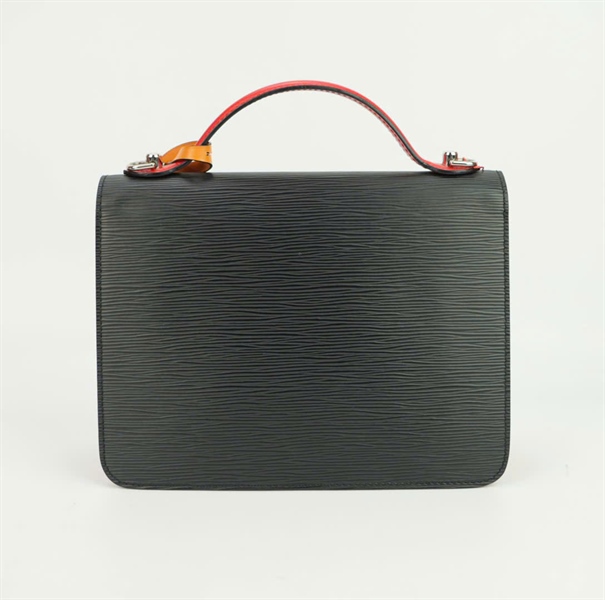 Túi LV vân đen lòng đỏ khoá bạc strap xanh dương size 23 +