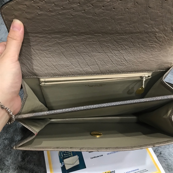 Túi xách Dior xám nâu hạt nổi KG+