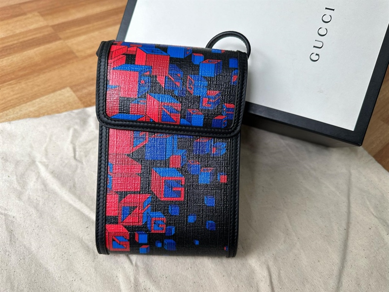 Túi GG đeo chéo họa tiết xanh đỏ KG+