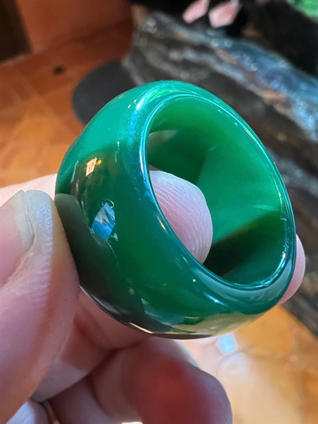 Nhẫn phong thuỷ mã não xanh+