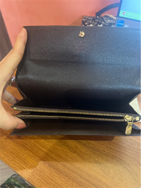 ví LV gập 2 nâu ô vuông +