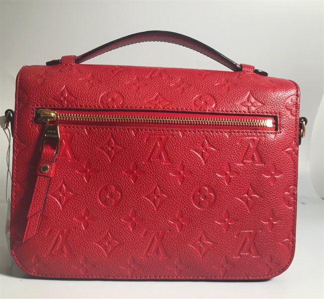 Túi LV đỏ 2 hoa LV vuông lớn KG+