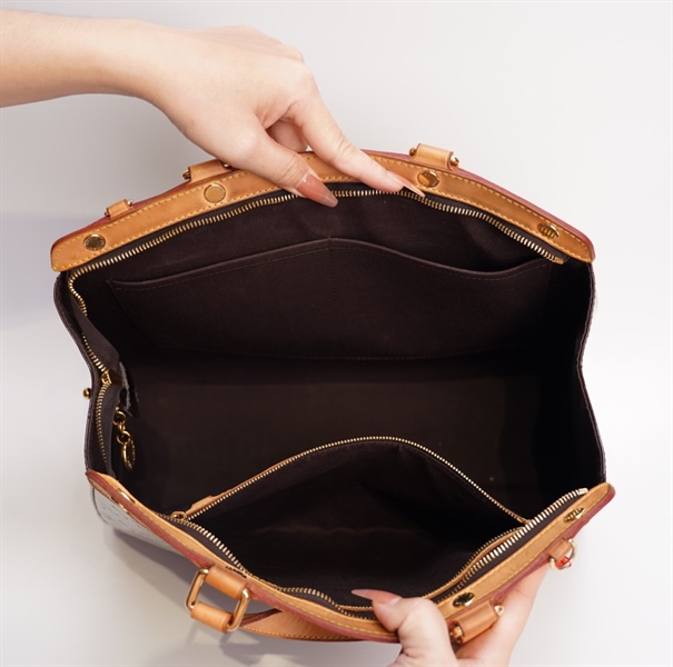 Túi LV tote hoa nâu bóng 35cm TB+