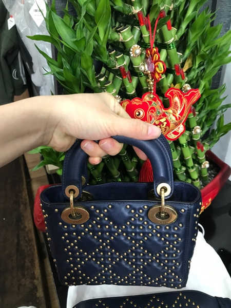 Túi Lady Dior Xanh Đen Có Đinh+