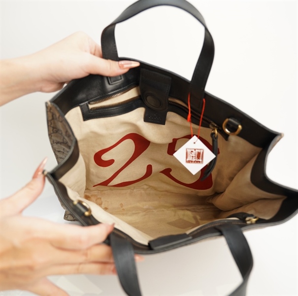 Túi GG tote nâu xám đầu hổ vàng 35cm TB+