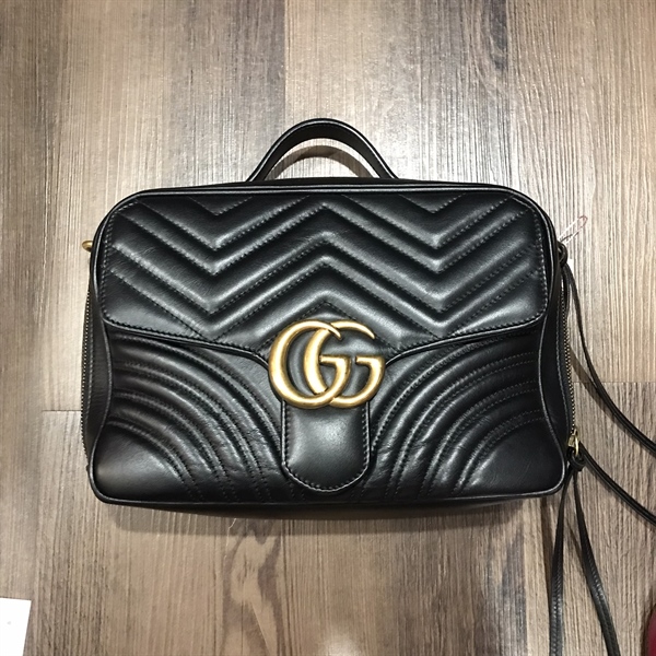 Túi Gucci đen khoá vàng KG +