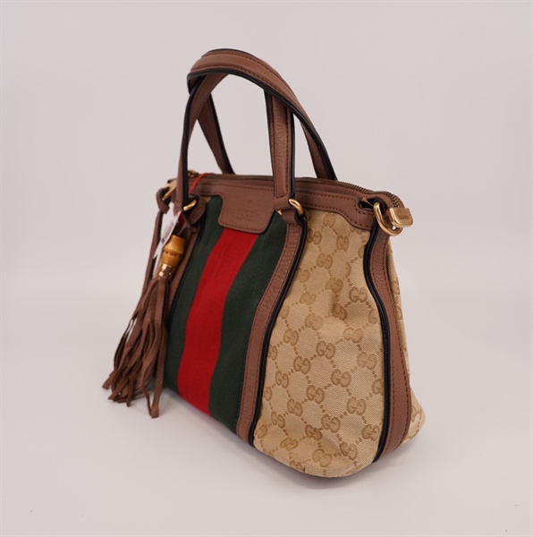 Túi Gucci viền ruốc phối sọc xanh đỏ ++