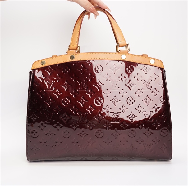 Túi LV tote hoa nâu bóng 35cm TB+