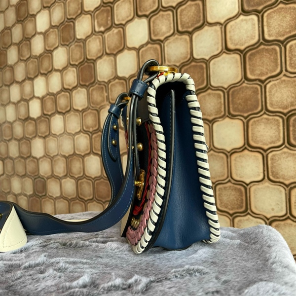 Túi Prada Jean Xanh Viền Hồng Đỏ KG+