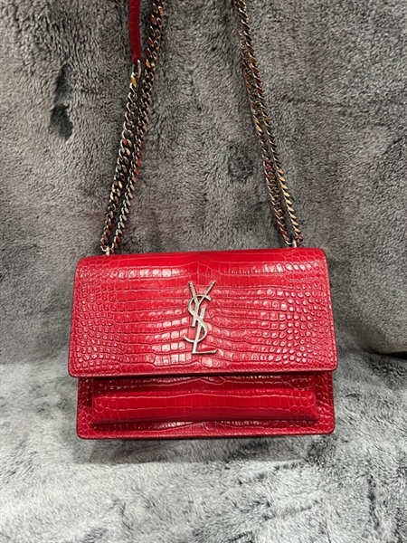 Túi YSL vân da đỏ KG+