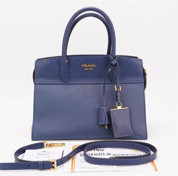 Túi Prada kèm ổ khoá xanh đen KG+