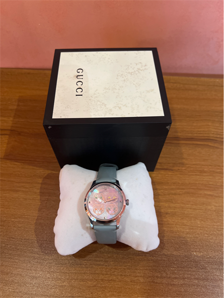 Đồng hồ Gucci mặt mèo dây da xanh Kg+