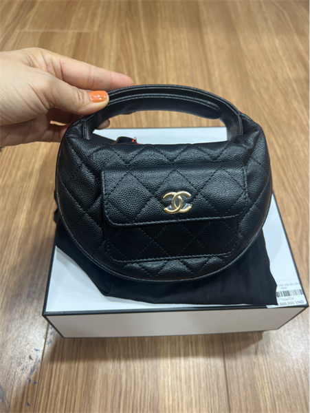 Túi chanel đen tròn tay cầm mini+