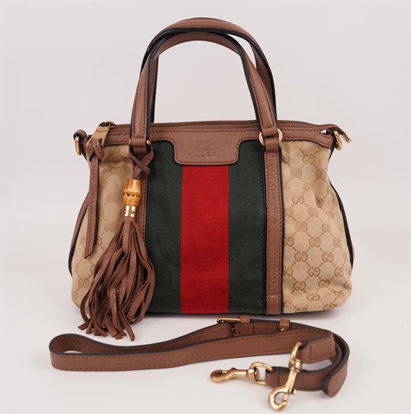 Túi Gucci viền ruốc phối sọc xanh đỏ ++
