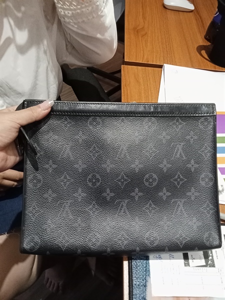 Túi LV clutch hoa xanh đen +