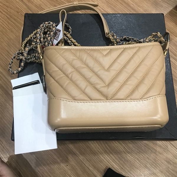 Túi Chanel Gab màu nude KG+