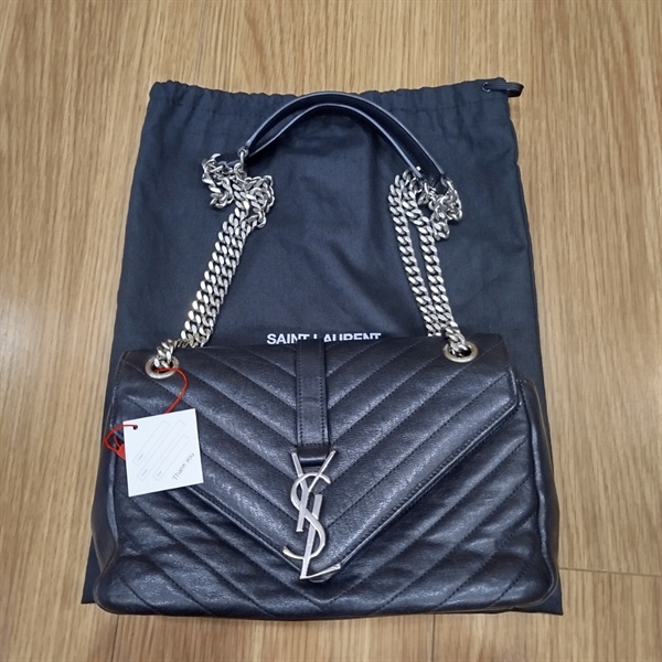 Túi xách YSL đen khóa bạc +