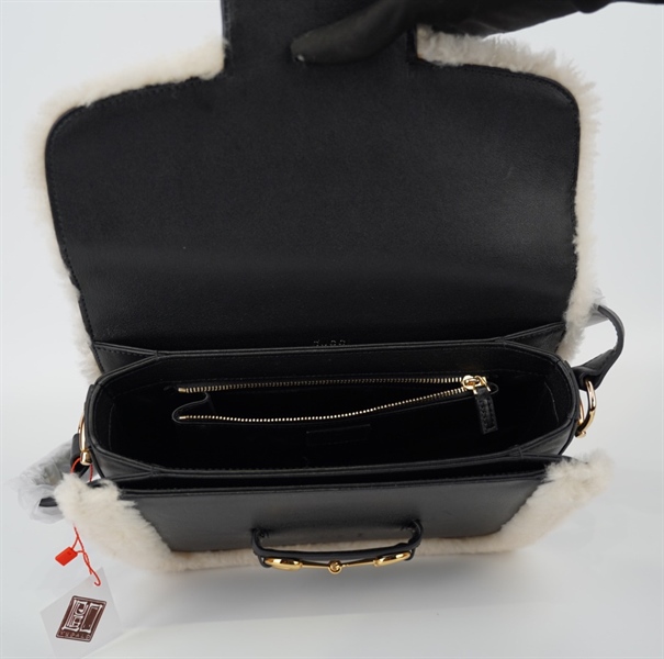 Túi GG 1955 đen viền lông +