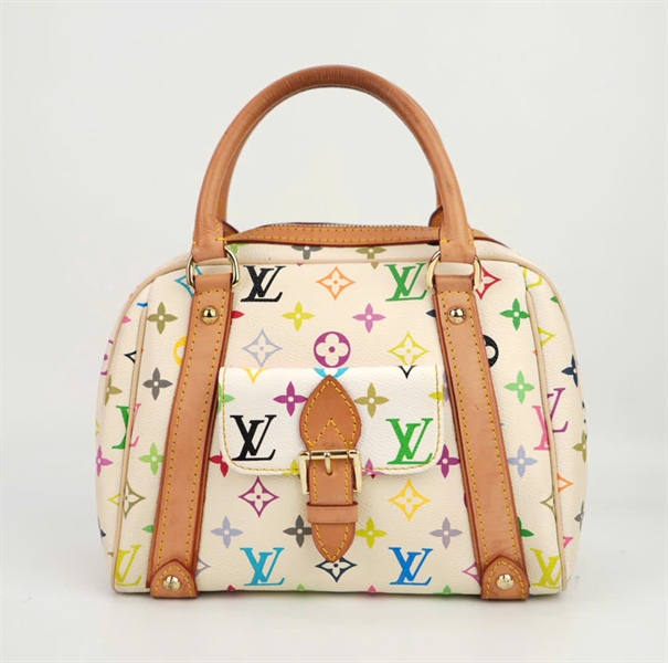 Túi LV hoa màu quai da cầm tay size 22 ++