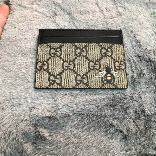Ví Card Holder GG xám đen hình con ong ++