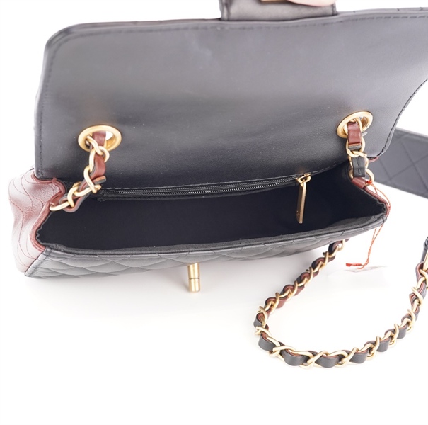 Túi Chanel đeo chéo phối đen nâu size 20cm +