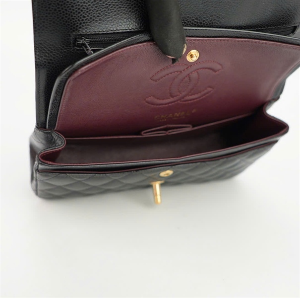 Túi Chanel Classic đen khóa vàng sz 23cm KG+