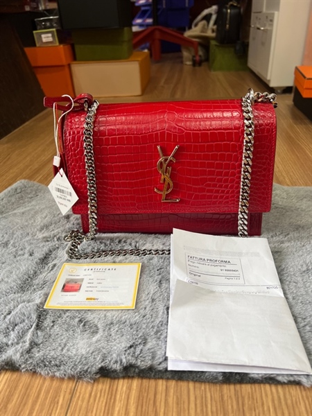 Túi YSL đỏ khoá bạc +