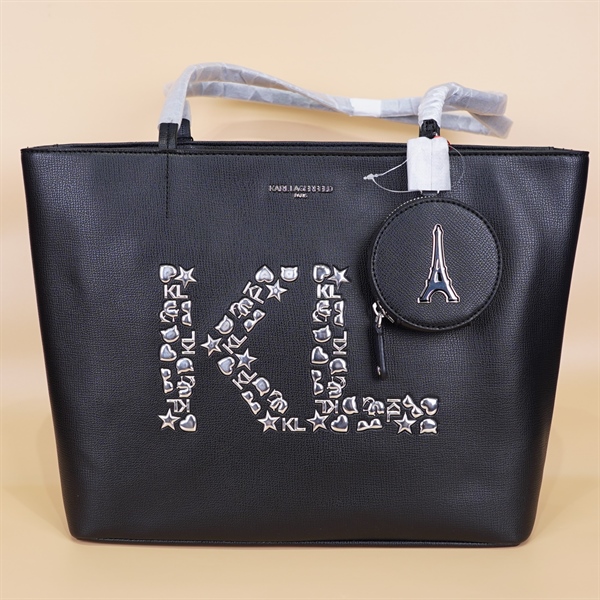 Túi tote Karl Lagerfeld đen KL nhiều hình kèm pound KG