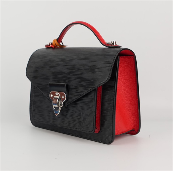 Túi LV vân đen phối đỏ , dây xanh +