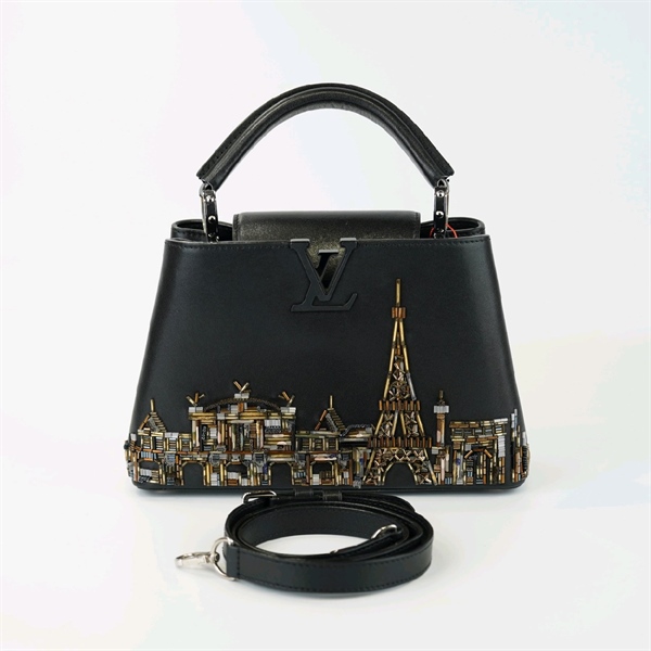 Túi LV capu đen viền đáy đính đá +