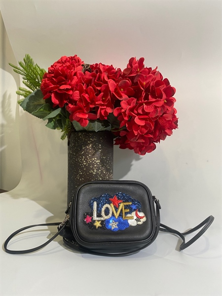 Túi YSL đen Hoạ tiết Love KG+