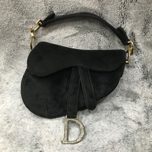 Túi Dior Sadle nhung đen +