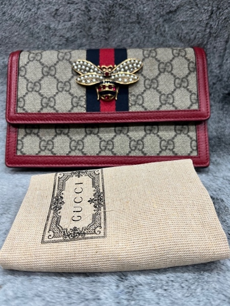 Túi Gucci ong nâu viền đỏ+