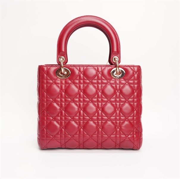 Túi Dior Lady màu đỏ sz M TB+