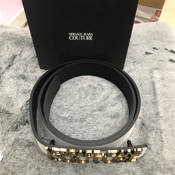 Thắt Lưng Versace Trắng CHữ Mạ Giả Cổ KG+