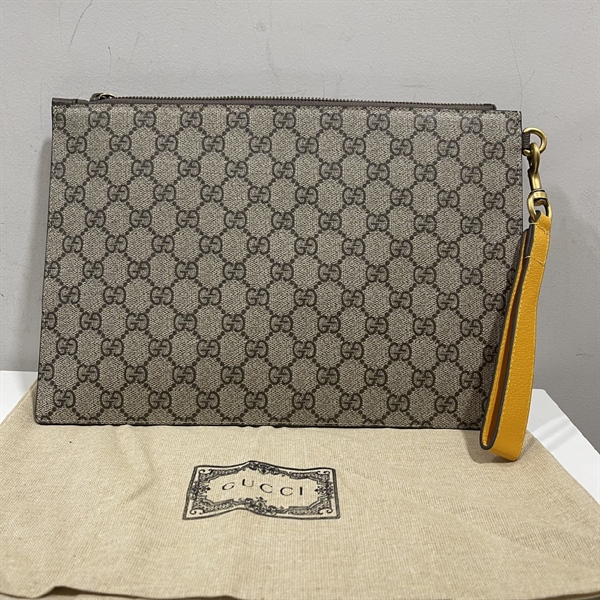 Túi Clutch GG Xám Đầu Hổ dây vàng+