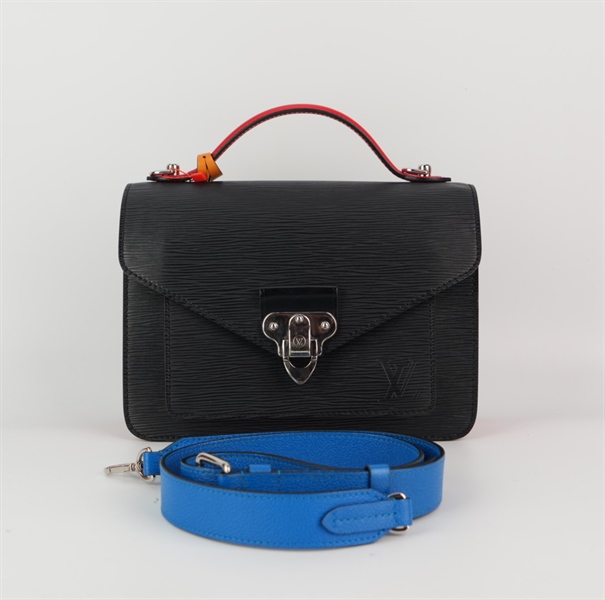 Túi LV vân đen phối đỏ , dây xanh +