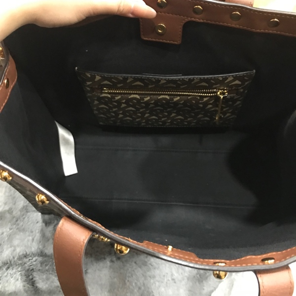 Túi tote da BBR viền nâu đinh+