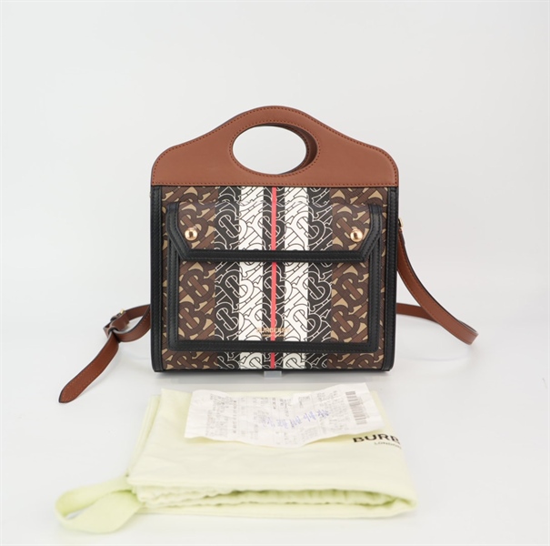 Túi BBR Pocket họa tiết phối da nâu KG+