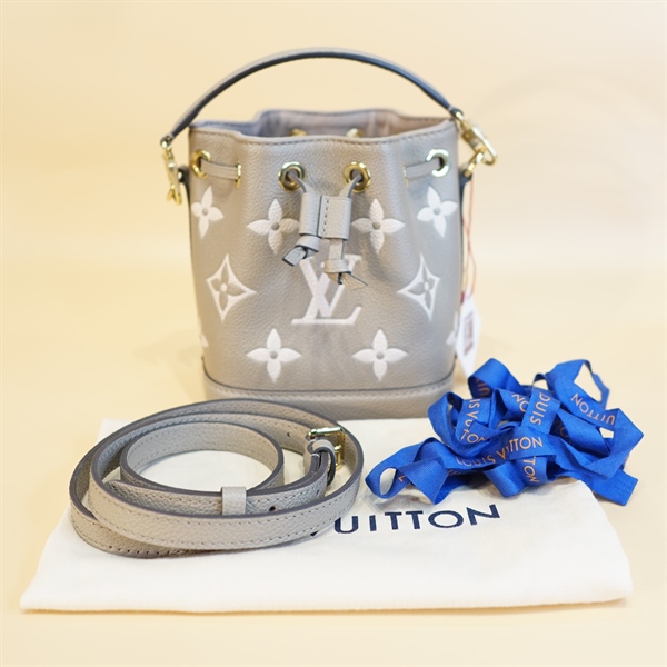 Túi LV nano nóe màu nude hoa trắng KG+