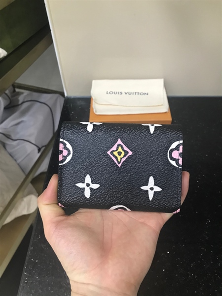 Ví Card Holder LV Đen Hoa Hồng +