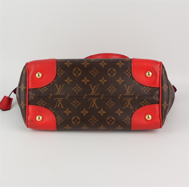 Túi LV hoa nâu viền đỏ +