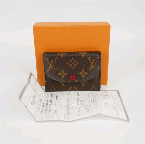 Ví card LV nút đỏ đô viền bo +