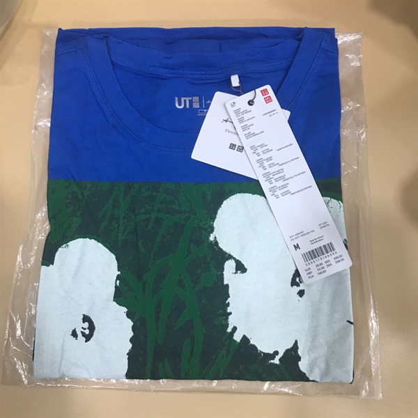 Áo Thun uniqlo Xanh Hoa Trắng Size S KG+