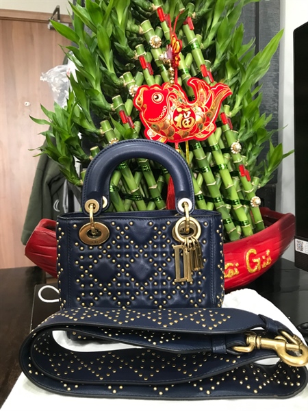 Túi Lady Dior Xanh Đen Có Đinh+