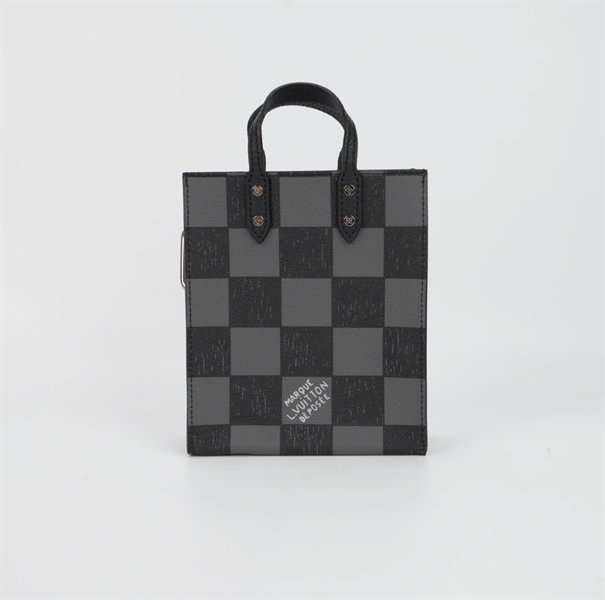 Túi LV cầm tay ô vuông đen xám size 18 TB+