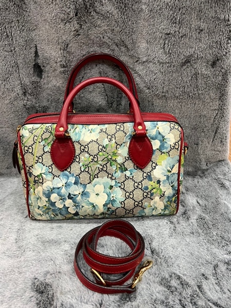 Túi Gucci hoa nâu xanh viền đỏ +