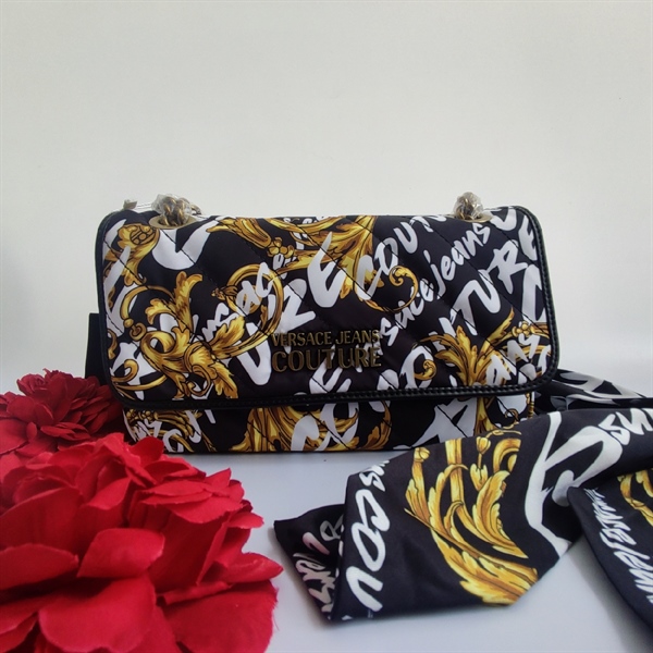 Túi versace jean vải vàng đen