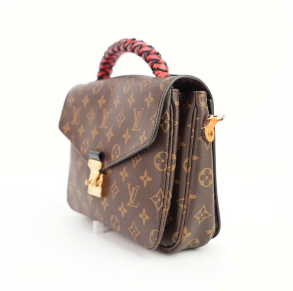 Túi LV hoa nâu quai viền đỏ size 22 ++